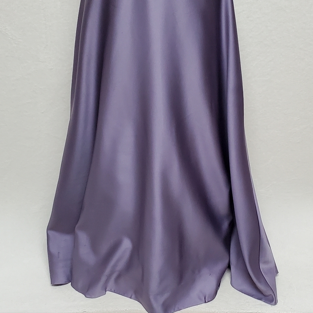 80s Vintage Royal Purple Floral Embroidered Boatneck A-line Two-Piece Maxi Dress - Picture 7 of 14